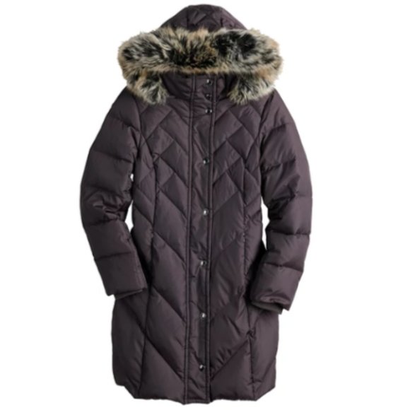 London Fog Tower Hooded Faux Fur Down Puffer Coat-Black- Medium -NWT * See Note - Picture 2 of 4